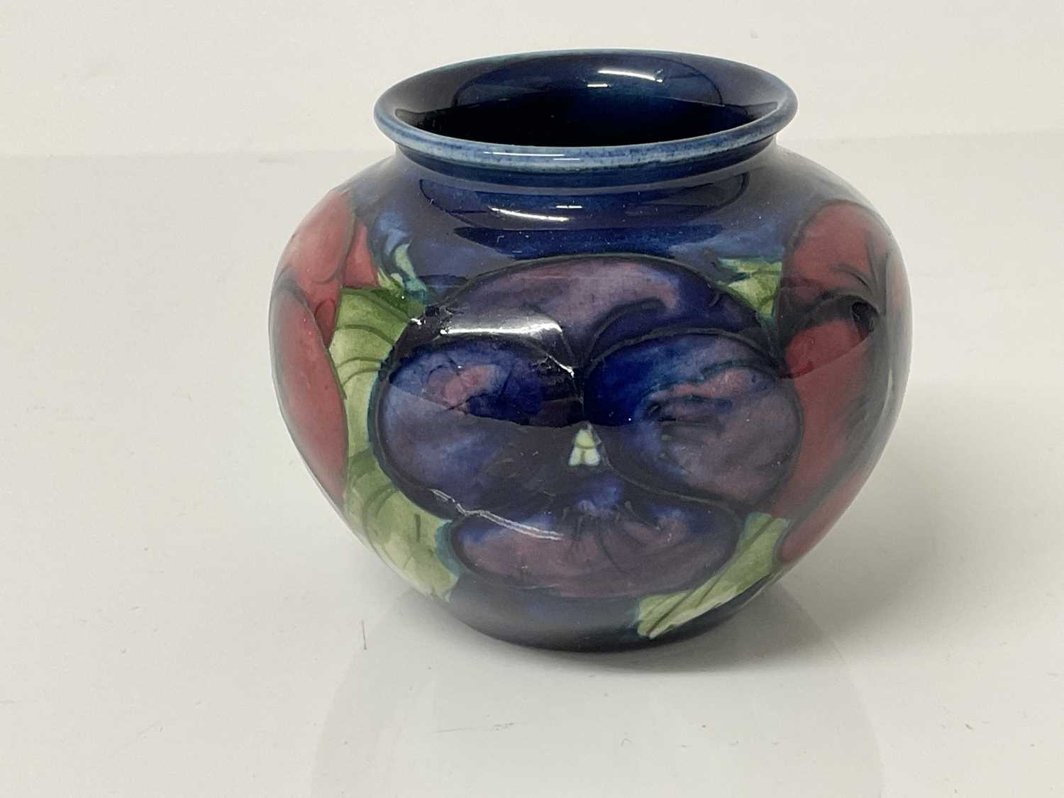 Moorcroft pottery vase decorated in the pansy pattern, impressed marks to base, 7cm high - Image 2 of 3