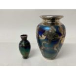 Two Venetian glass vases with silver overlay, 15cm high and 9cm high