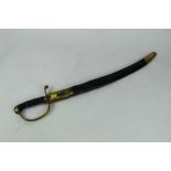 Victorian Customs / Police Short Sword / Cutlass with curved fullered steel blade, brass hilt with r