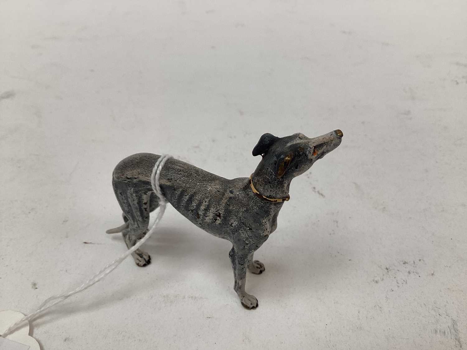 Cold painted bronze model of a greyhound, signed with the mark for Frank Bergmann, 5.5cm high - Image 4 of 7