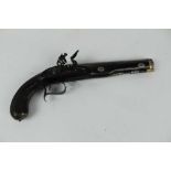 Early 19th Flintlock duelling pistol by S.Nock London, octagonal musket bore barrel with gold lined
