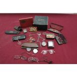 Collection of vintage spectacles, some in cases, together with a silver open faced pocket watch and