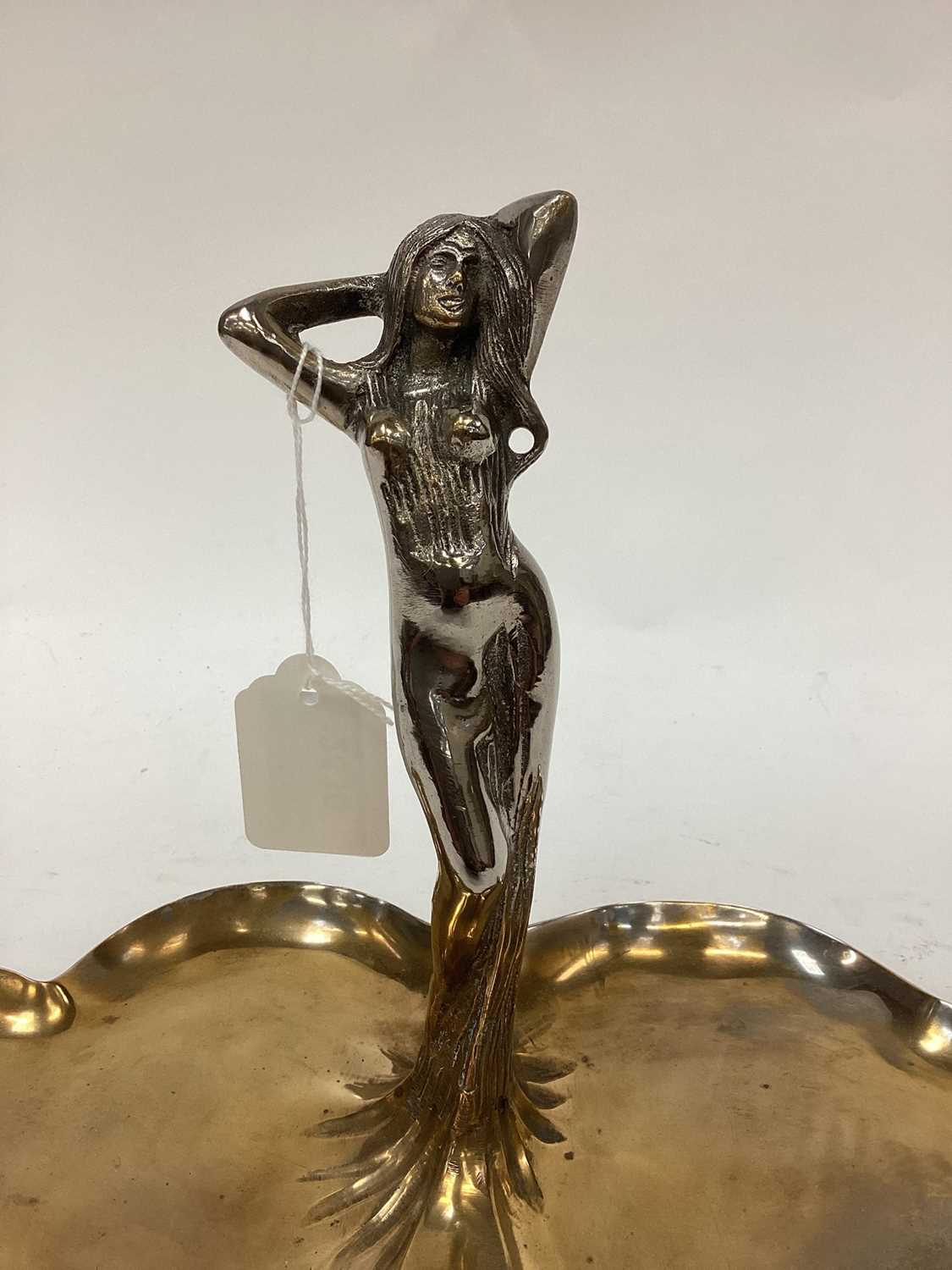Silver plated on brass dish with nude female - Image 2 of 8