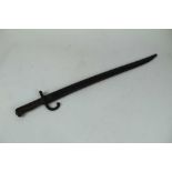 First World War French 1866 pattern chassepot bayonet in scabbard.