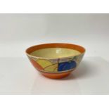 Clarice Cliff Fantasque bowl with hand painted decoration, 18.5cm diameter