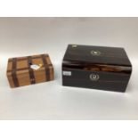Victorian Coromandel sewing box together with a Paris sewing box (2)