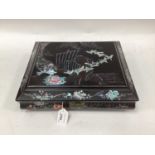 Late 19th century Japanese mother of pearl inlaid games counter/ card games box