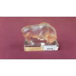 Lalique frosted glass Taureau paperweight in the form of a bull, signed R.Lalique France, 9cm high
