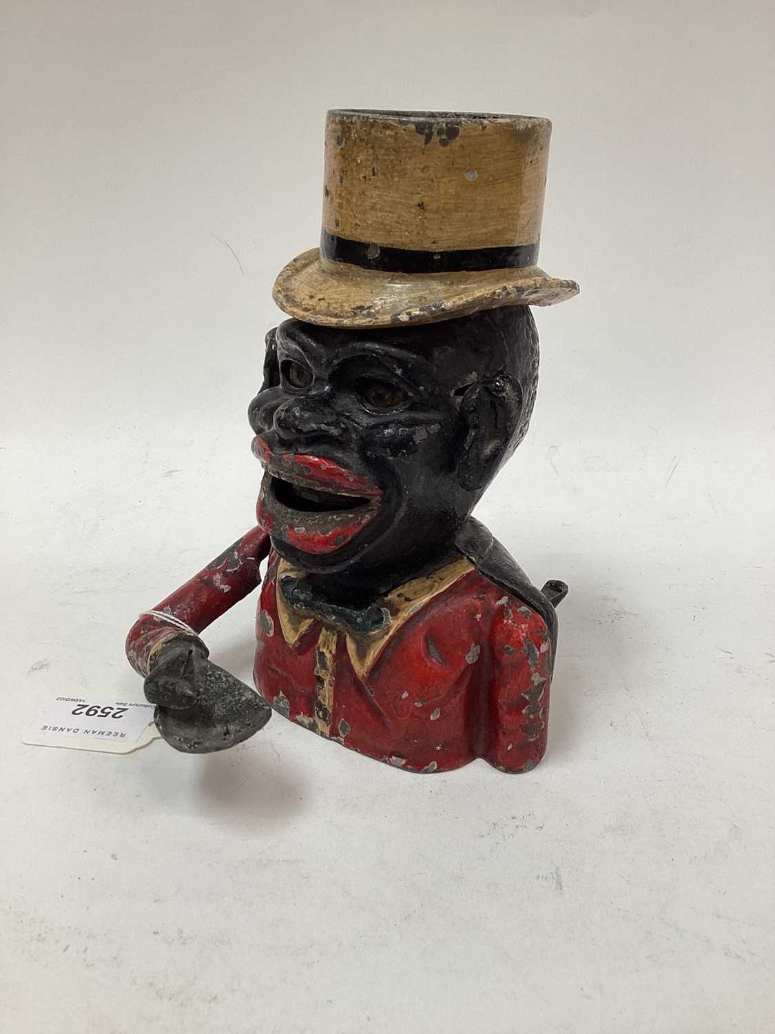 1920s/30s Starkie’s cast alloy “Gentleman with Top Hat” mechanical money box, with moveable arm, ton - Image 3 of 8