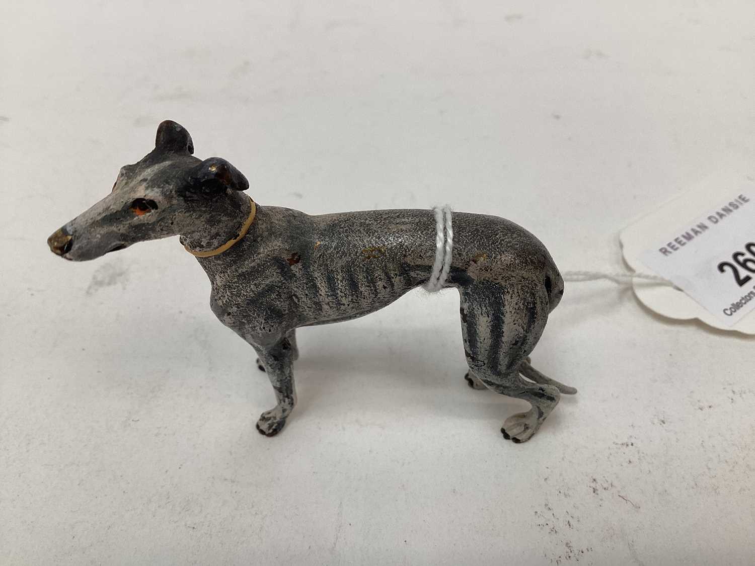 Cold painted bronze model of a greyhound, signed with the mark for Frank Bergmann, 5.5cm high - Image 3 of 7