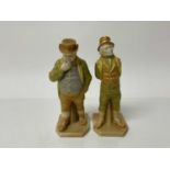 Two Royal Worcester figures - gentlemen wearing hats and waistcoats, 17.5cm high