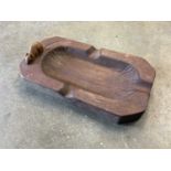 In the style of Robert Mouseman Thompson carved hardwood ashtray