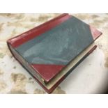 Large vintage ledger with red leather spine and marbled page edges, of maritime interest 'Sunderland