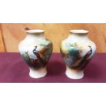 Pair of Worcester pheasants vases