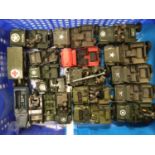 Diecast unboxed selection military (mostly tanks & jeeps) including Dinky, Solido, Britains etc