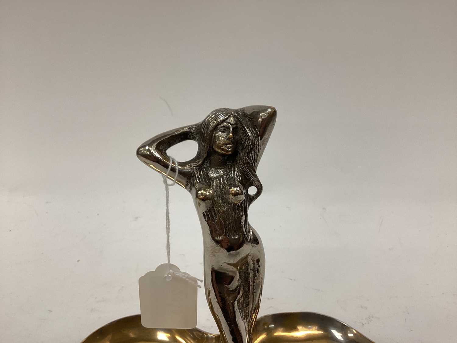 Silver plated on brass dish with nude female - Image 4 of 8