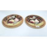 Pair of Baroness China fruit pattern plates, signed R Everill, 26cm diameter