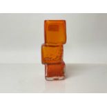 Whitefriars Tangerine Drunken Bricklayer vase, designed by Geoffrey Baxter, 21cm high