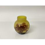 Emile Galle cameo glass vase with floral decoration, signed, 9.5cm high