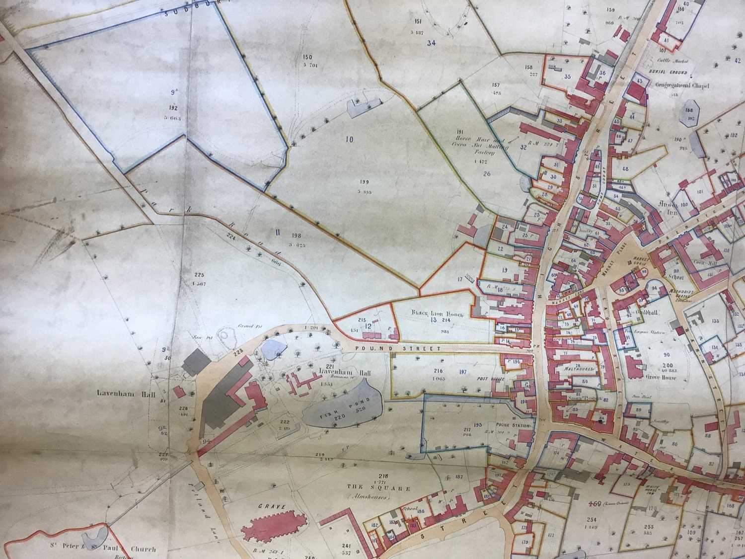 Two very large roll-up canvas maps, one of the Manor of Lavenham - Image 11 of 12