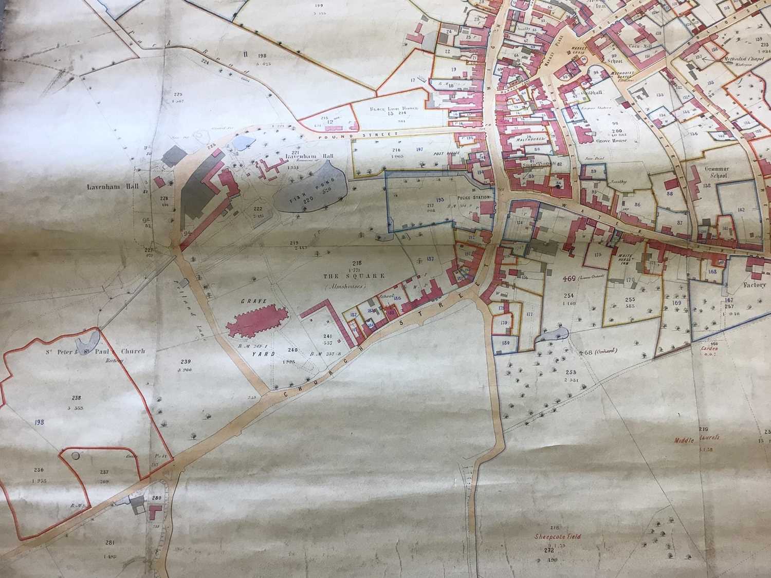 Two very large roll-up canvas maps, one of the Manor of Lavenham - Image 7 of 12