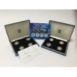 G.B. - Royal Mint silver proof four £1 coin sets x 2 to include pounds dated 2004, 2005, 2006, 2007