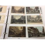 Postcards Colchester animated street scenes with shop fronts, trams, people, early cards, hotels and
