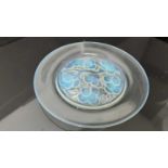 Rene Lalique Marienthal pattern opalescent glass plate, signed on base, 23cm diameter
