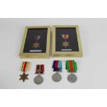 Second World War 1939 - 1945 Star and Africa Star, both mounted in glazed frames, together with anot
