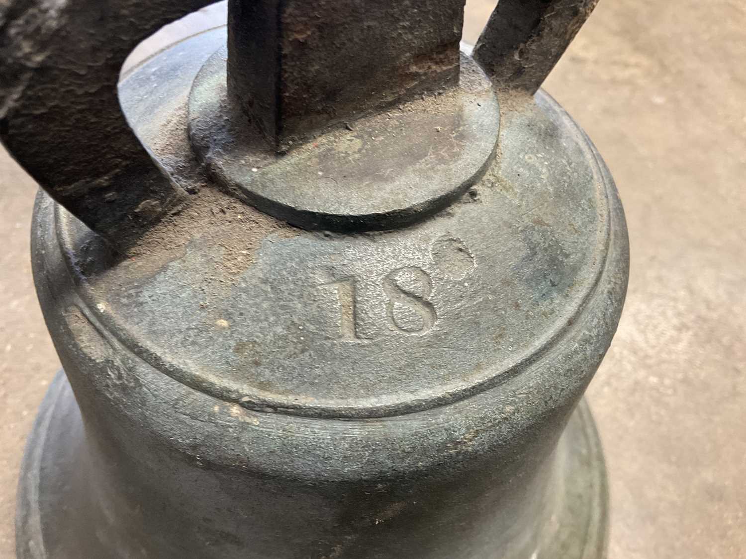 19th century bronze bell, numbered 18, 23cm high - Image 2 of 3