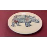 Sally Tuffin for Dennis China Works Rhinoceros plate, No 7, 24.5cm diameter