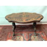 Good 19th Century centre table of shaped form, the top with profuse floral marquetry decoration
