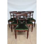 Set of six Regency rosewood sabre leg dining chairs