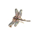 Plique-à-jour enamel dragonfly brooch