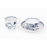 18th century Liverpool blue and white teabowl, coffee cup and saucer, circa 1760