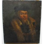 Antique oil on panel - portrait of a gentleman in the 16th century style, 33.5cm x 29cm, unframed