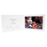 H.M.Queen Elizabeth II and H.R.H. The Duke of Edinburgh, signed 2003 Christmas card with twin gilt R