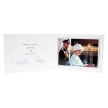 H.M.Queen Elizabeth II and H.R.H. The Duke of Edinburgh, signed 2005 Christmas card with twin gilt R