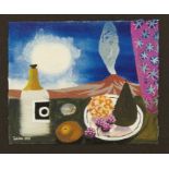 *Mary Fedden (1915-2012) watercolour - still life with volcano, signed and dated 1993, 16.5cm x 20cm