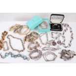 Tiffany silver necklace, various silver jewellery and costume jewellery