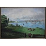 English School, 19th century, watercolour - shipping on the river, Birkenhead, 23cm x 33cm, mounted