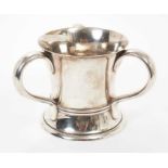 Early 20th century silver three handled loving cup, 27ozs