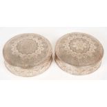 Pair of Iranian silver lidded boxes
