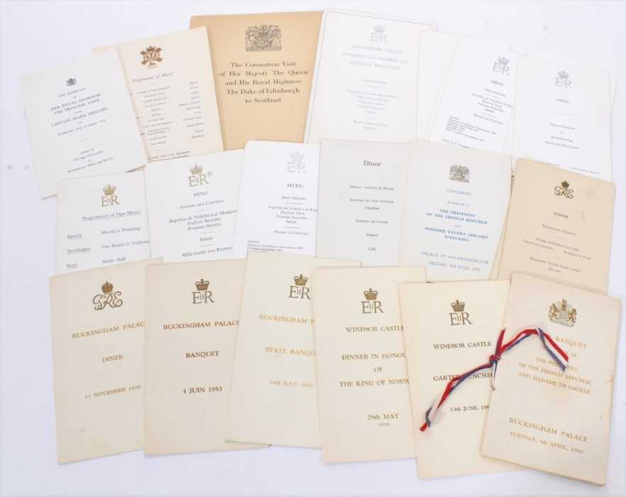 Collection of Royal menus and programmes of music 1947-1970s including State Visit of The French Pre