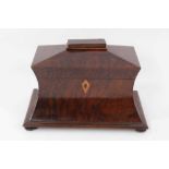 Unusual Victorian walnut novelty money box in the form of a tea caddy, with combination lock to the