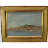 O. B. Reynolds, 1920s oil on board - 'Old town at Cannes from the harbour wall', signed, titled vers