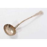 Victorian silver soup ladle with engraved Gothic style decoration and initial (London 1854)
