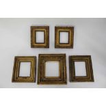 Two pairs of 19th century gilt picture frames to take works measuring 12cm x 15.5cm and 12.5cm x 10c