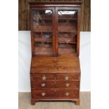 George III mahogany bureau bookcase