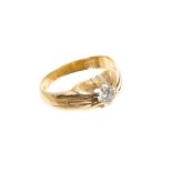 18ct yellow gold ring with a brilliant cut diamond